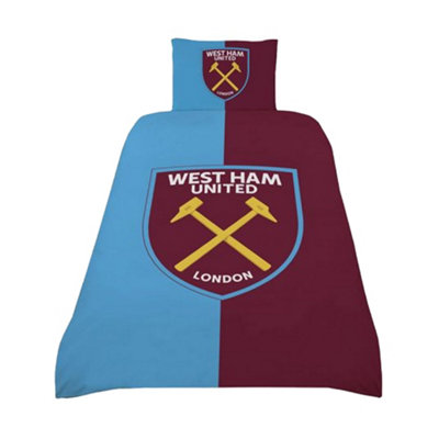 West Ham United Fc Duvet Cover Set Claret/sky (Single) from B&Q