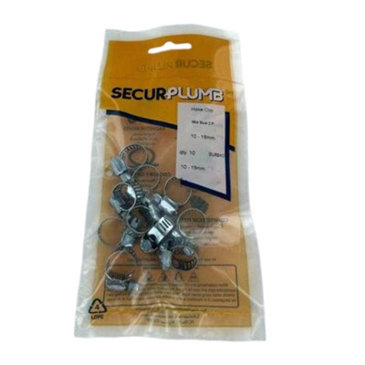 Securplumb Hose Clips (Pack Of 10) Silver (16mm) from B&Q