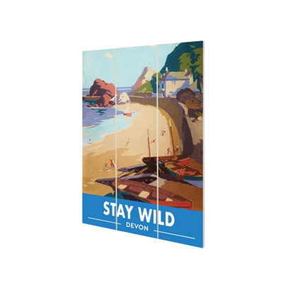 Railway Museum Stay Wild Devon Micro Wood Print Multicoloured (29.5Cm X 20Cm) from B&Q