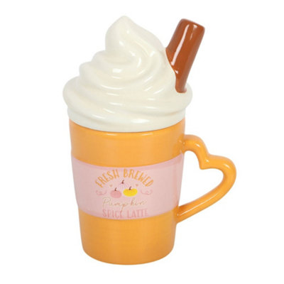 Something Different Pumpkin Spice Latte Lidded Mug - Orange/White - Image 3