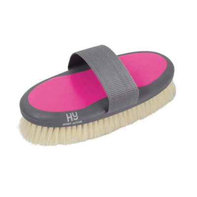 Hyshine Active Groom Goat Hair Body Brush Cobalt Pink (One Size) from B&Q