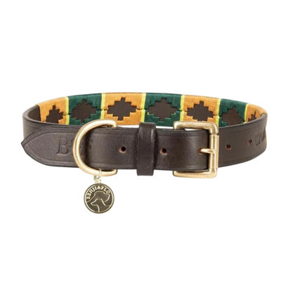Benji & Flo Sublime Polo Leather Dog Lead Green/gold (M) from B&Q
