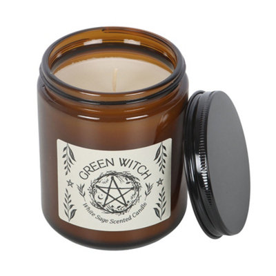 Something Different Green Witch White Sage Gl Scented Candle White/brown (One Size) from B&Q