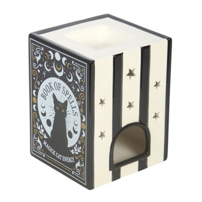 Something Different Book Of Spells Black Cat Oil Burner & Wax Melts Black (One Size) from B&Q