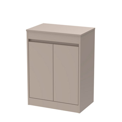 B&Q -  Chartley Contemporary Floor Standing 2 Door Vanity Unit With Laminate Worktop600mmTaupe