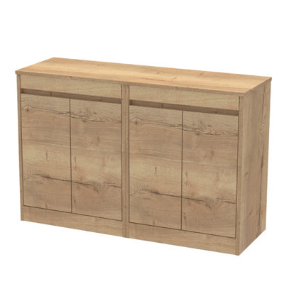B&Q -  Chartley Contemporary Floor Standing 4 Door Vanity Unit With Laminate Worktop1200mmAutumn Oak