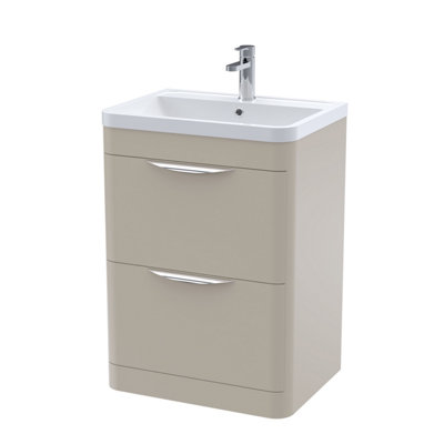 B&Q -  Aldershawe Contemporary Floor Standing 2 Drawer Vanity Basin UnitPolymarble Basin600mmPebble Grey