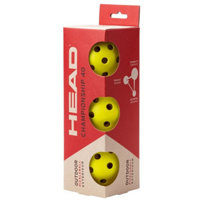 Head Championship 40 Pickleball Balls (Pack Of 3) Yellow (One Size) from B&Q