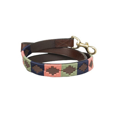 Benji & Flo Sublime Polo Leather Dog Lead Pink/navy/green (One Size) from B&Q