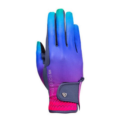 B&Q -  Unisex Adult Ombre Riding Gloves Navy/vibrant Pink (L)