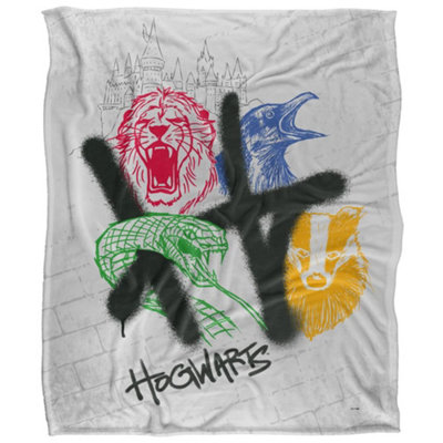 B&Q -  Hogwarts Graffiti Blanket Multicoloured (36In X 58In)