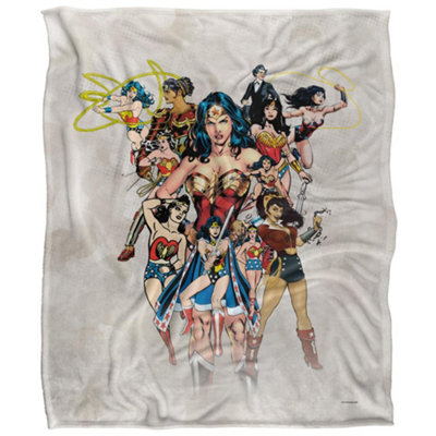 B&Q -  Wonder Woman Character Montage Blanket Multicoloured (58In X 36In)