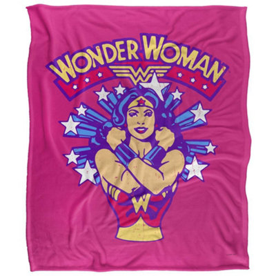 B&Q -  Wonder Woman Pose Blanket Multicoloured (58In X 36In)