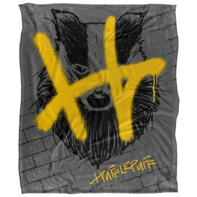 B&Q -  Hufflepuff Graffiti Blanket Multicoloured (36In X 58In)