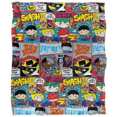  - Justice League Chibi Comic Collage Blanket Multicoloured (36In X 58In)