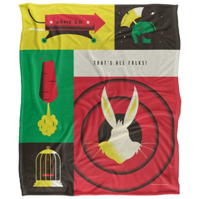  - Looney Tunes Thats All Folks Blanket Multicoloured (36In X 58In)