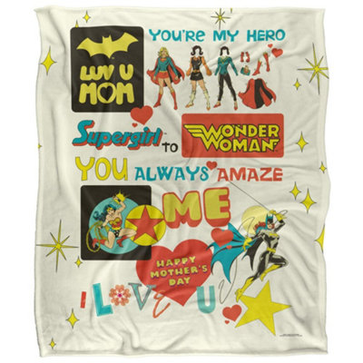  - Justice League Youre My Hero Mothers Day Blanket Multicoloured (58In X 36In)