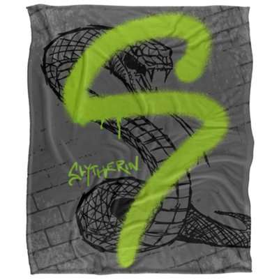B&Q -  Slytherin Graffiti Blanket Multicoloured (36In X 58In)