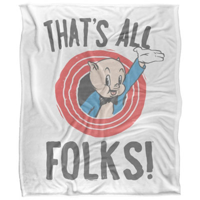  - Looney Tunes Thats All Folks Porky Pig Blanket Multicoloured (58In X 36In)