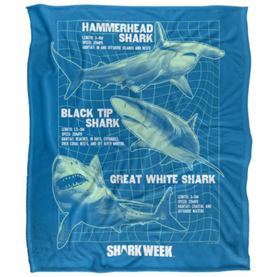  - Shark Week Stats Blanket Multicoloured (36In X 58In)