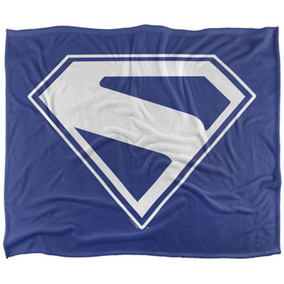 B&Q -  Superman Silky Logo Supersoft Blanket Blue/white (36In X 58In)