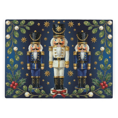 Purely Home Festive Nutcrackers Textured Glass Christmas Worktop Protector - Large Kitchen Chopping Board - Multicoloured - Image 3