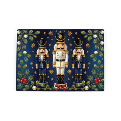 Festive Nutcracker Worktop Saver - Small Textured Glass Xmas Chopping Board - Image 3