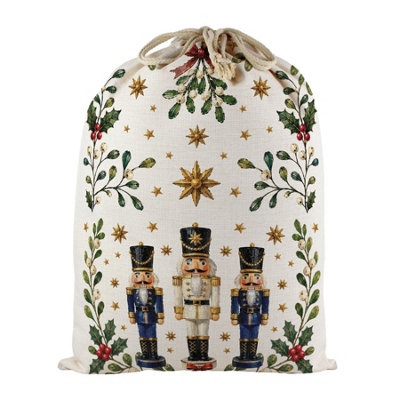 Festive Nutcrackers Santa Sack - Large Christmas Drawstring Bag for Gifts - Image 3