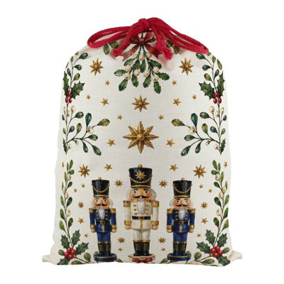 Festive Nutcrackers Santa Sack - Large Christmas Xmas Gift Bag, Red Ties - Image 3
