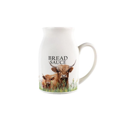 Purely Home Highland Cow & Calf Small Porcelain Serving Jug - Bread Sauce - Multicoloured - Image 3