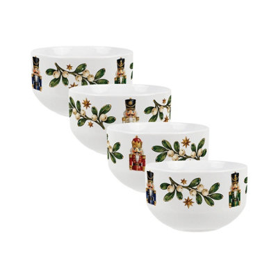 Festive Nutcrackers Ceramic Bowls - Christmas Treat/Desserts Tableware Gift, 4pk - Image 3