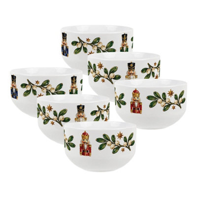Purely Home Festive Nutcrackers Ceramic Dessert Bowl - White - Image 3