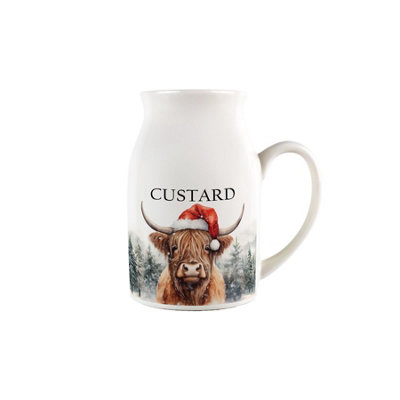 Purely Home Christmas Highland Cow Small Porcelain Serving Jug - Custard - Multicoloured - Image 3