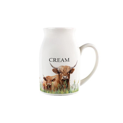 Purely Home Highland Cow & Calf Small Porcelain Serving Jug - Cream - Multicoloured - Image 3
