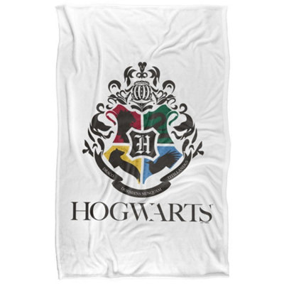 B&Q -  Hogwarts Crest Supersoft Blanket White (152Cm X 127Cm)