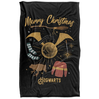 B&Q -  Unisex Adult Merry Christmas From Hogwarts Throw Multicoloured (152Cm X 127Cm)