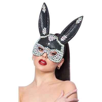 B&Q Fever Rabbit Jewelled Sequins Mask Black (One Size)