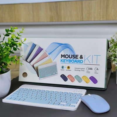 B&Q Rechargeable Bluetooth Keyboard Mouse Kit Slim Quiet Design Multi-Device Compatible For Windows Mac Ios Android - Random Color