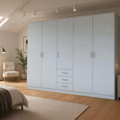 Kdmd Unisex Grey Venice Door Wardrobe With 3 Drawers Size 5 - Image 3