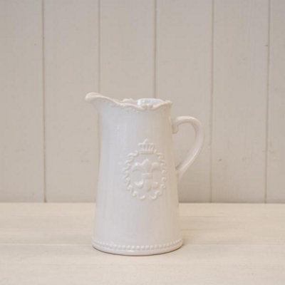 Kdmd White Ceramic Jug Fleur De Lis - White - Image 3