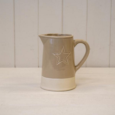 Kdmd Beige Warm Grey Debossed Star Jug - Light Sand - Image 3