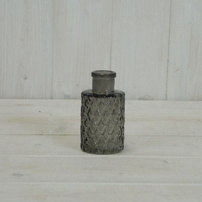 Kdmd Smoky Grey Mini Geometric Glass Bottle - Grey - Image 3