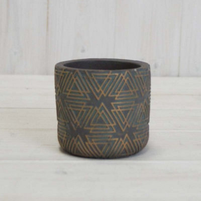 Kdmd Unisex Grey /Gold Cement Triangle Grid Pot In - Image 3