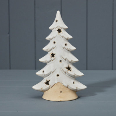 Kdmd White Ceramic Tree Tealight Holder - White - Image 3