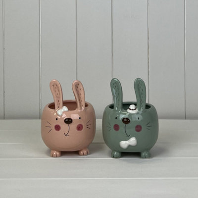 Kdmd Mixed Pink And Green Taller Rabbit Pot - Multi - Image 3