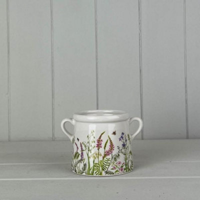 Kdmd Rustic Charming White Meadow Design Pot - White - Image 3