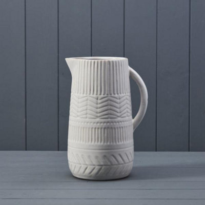 Kdmd White Ceramic Jug Vase Decorative Accent - White - Image 3