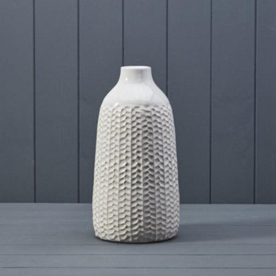 Kdmd Unisex White Contemporary Ceramic Vase - Image 3