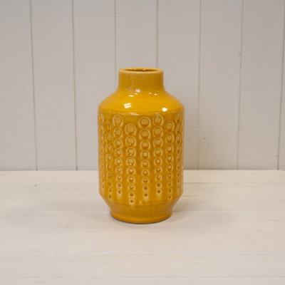 Kdmd Classic Yellow Glossy Ceramic Vase For Home Decor - Mustard - Image 3