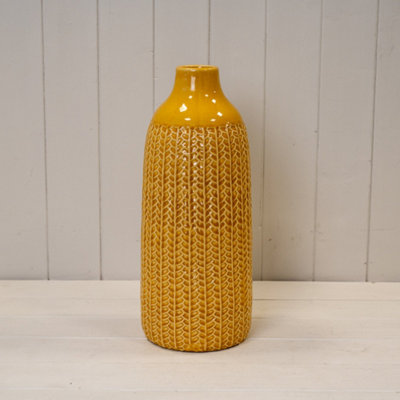 Kdmd Unisex Mustard Yellow Traditional Ceramic Vase - 38Mm In - Image 3